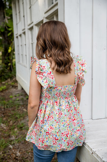 Wildflower Breeze Smocked Babydoll Top