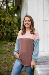 Cozy Colorblock Waffle Knit Sweater