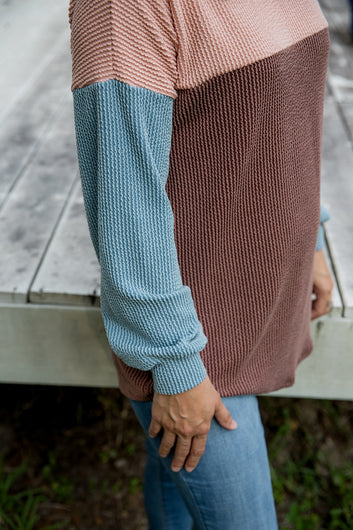 Cozy Colorblock Waffle Knit Sweater