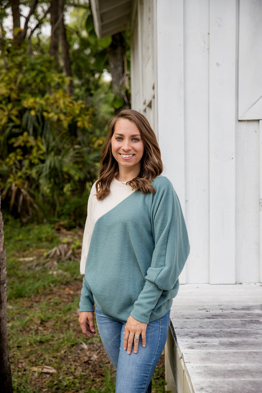 Cozy Contrast Color Block Pullover