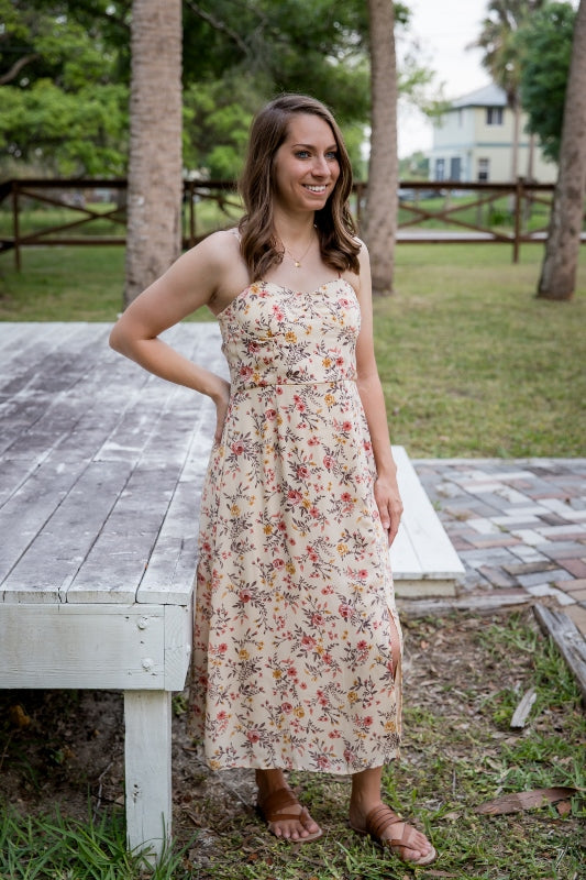 Golden Meadow Floral Maxi Dress
