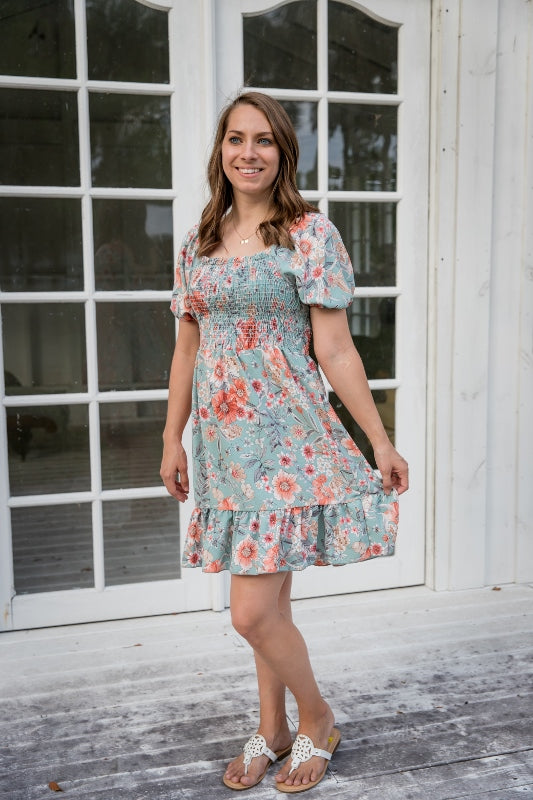 Floral Charm Smocked Mini Dress