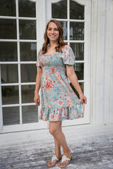 Floral Charm Smocked Mini Dress